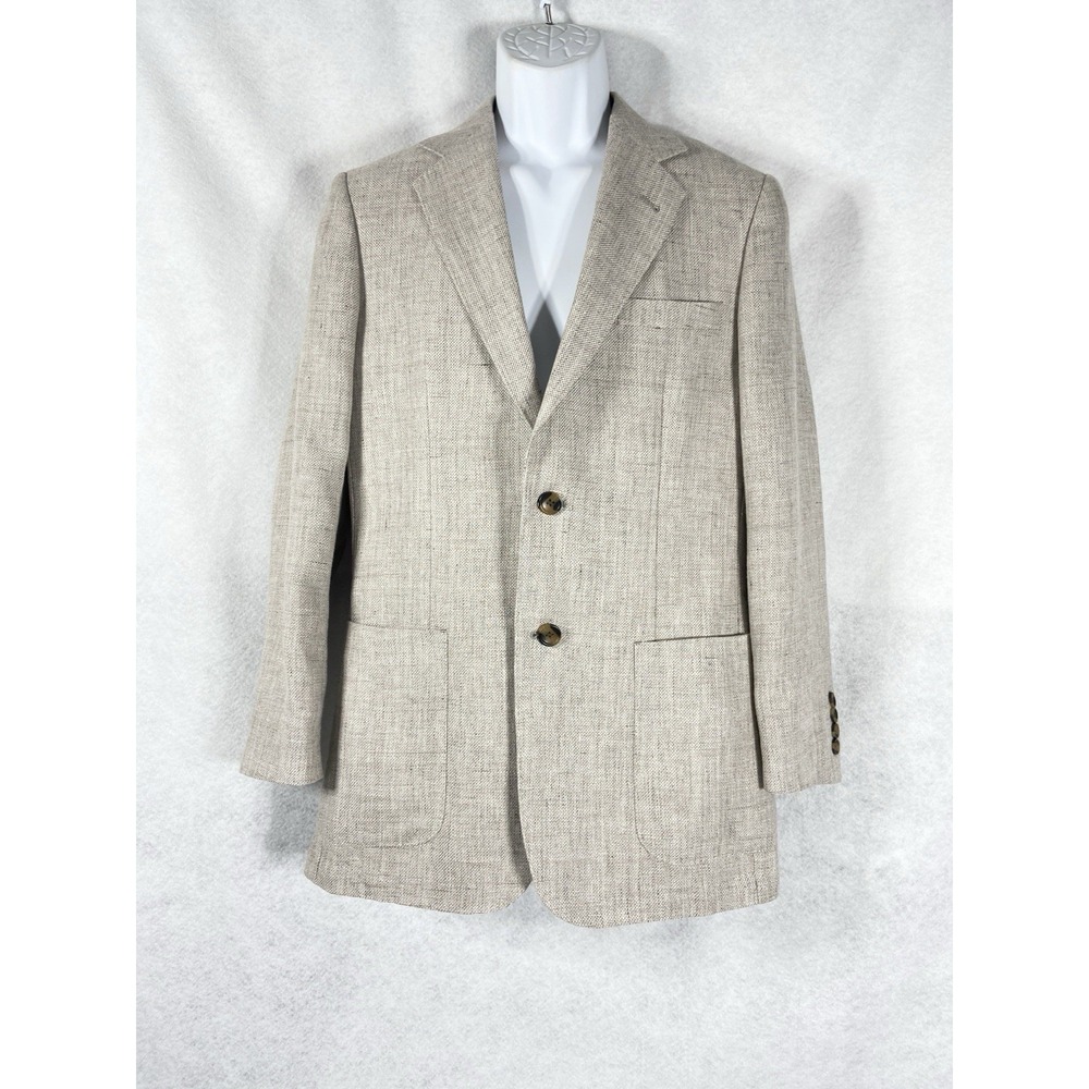 Max Davoli Baroni Blazer Men's 38R Beige sport coat Linen Wool Blend Old Money